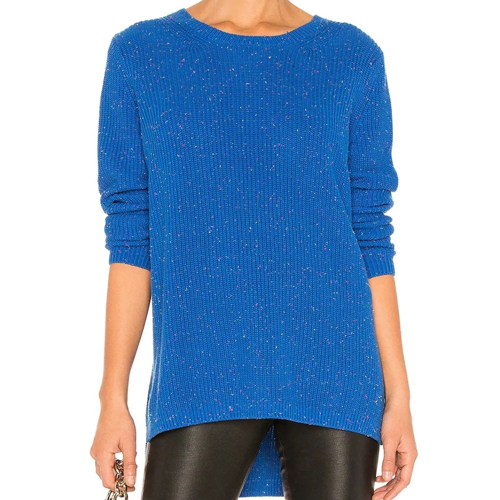 525 America Emma Shaker Long Sleeve Sweater - Blue Indigo Confeti - Size Large